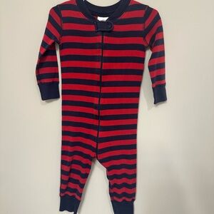 Hanna Andersson Red and Black Striped Kids Footie
